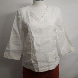New Irish Linen Beaded Blouse
